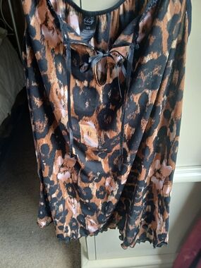 Leopard Print Chemise Slip in Black and Brown